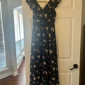 Long Dark Blue Floral Maxi